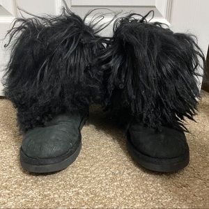 UGG Black Fur Boots Mongolian Sheepskin Short Boots